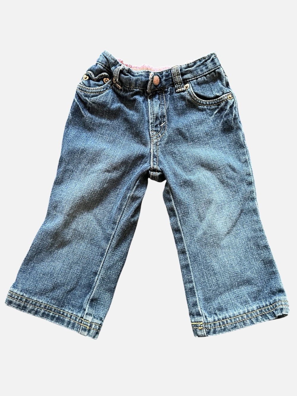 Vintage Y2K Levi’s Toddler Girl Jeans 18M – Heart Pockets & Floral Waistband